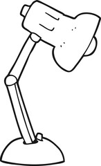freehand drawn black and white cartoon desk lamp