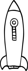 line drawing cartoon space rocket