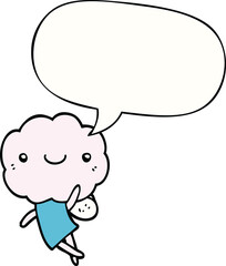 cute cloud head creature with speech bubble