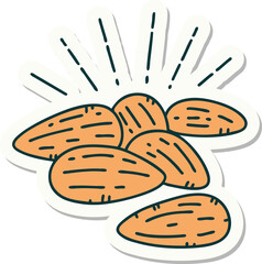 sticker of a tattoo style almonds