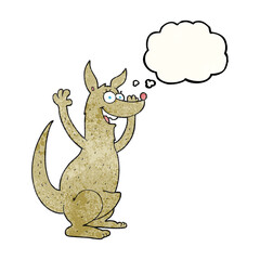 freehand drawn thought bubble textured cartoon kangaroo