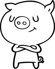 happy cartoon pig