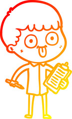 warm gradient line drawing of a cartoon man staring