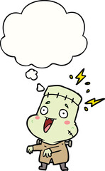 cartoon undead monster man with thought bubble