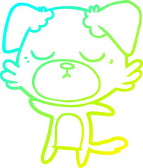 cold gradient line drawing of a cute cartoon dog