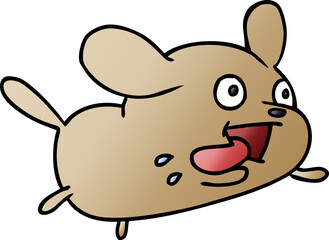 freehand drawn gradient cartoon of cute kawaii dog