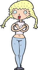 cartoon offended woman covering herself