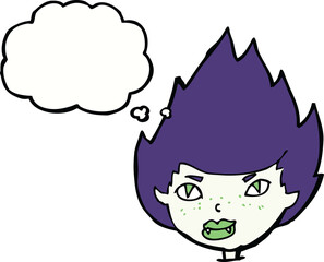 cartoon vampire head with thought bubble