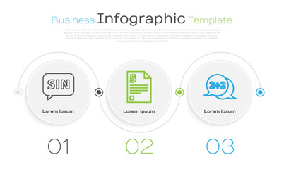 Naklejka premium Set line Human brain, Infinity and Geometric figure Cone. Business infographic template. Vector