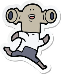sticker of a friendly cartoon alien running
