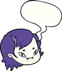 cartoon vampire girl face with speech bubble