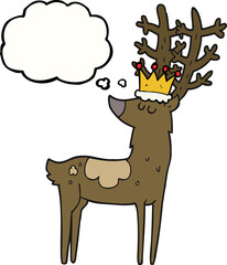 freehand drawn thought bubble cartoon stag king