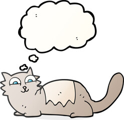freehand drawn thought bubble cartoon cat