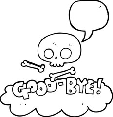 freehand drawn speech bubble cartoon good-bye symbol
