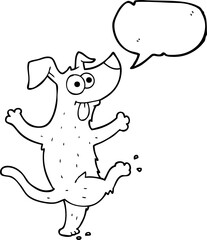 freehand drawn speech bubble cartoon dancing dog