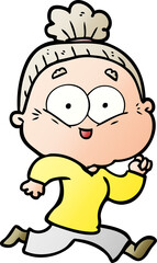 cartoon happy old woman