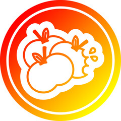 juicy apples circular icon with warm gradient finish