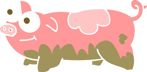flat color illustration of pig