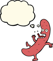 cartoon sausage with thought bubble