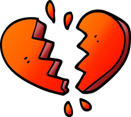 cartoon doodle broken heart