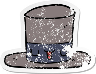 distressed sticker of a cartoon top hat