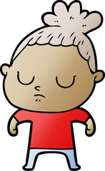 cartoon calm woman