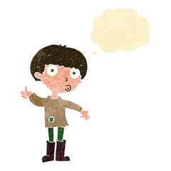 cartoon boy asking question with thought bubble