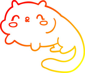 warm gradient line drawing of a cartoon cat