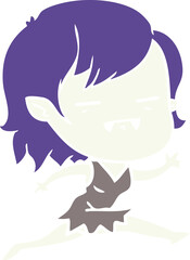 flat color style cartoon undead vampire girl