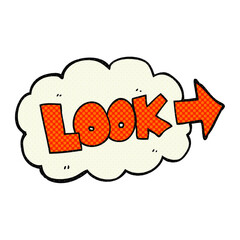 freehand drawn cartoon look pointing sign