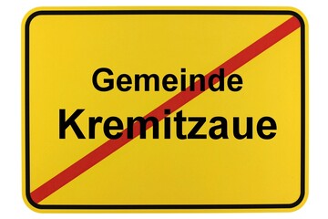 Illustration eines Ortsschildes der Gemeinde Kremitzaue in Brandenburg