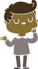 flat color style cartoon man wondering