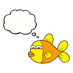 freehand drawn thought bubble cartoon fish