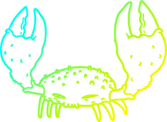 cold gradient line drawing of a cartoon crab