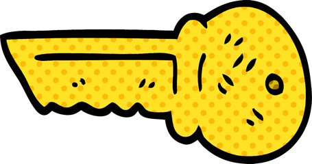 cartoon doodle gold key