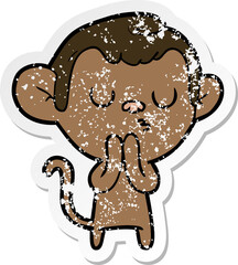 distressed sticker of a cartoon monkey