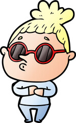 cartoon woman wearing sunglasses