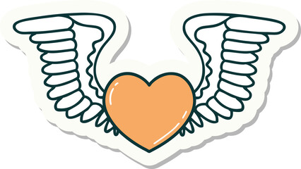sticker of tattoo in traditional style of a heart with wings
