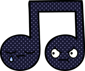 comic book style cartoon of a musical note