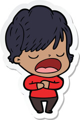 sticker of a cartoon woman talking