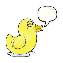 freehand speech bubble textured cartoon rubber duck