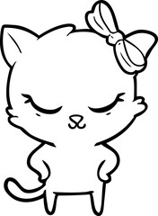 cute cartoon cat with bow