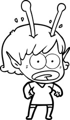 cartoon shocked alien girl