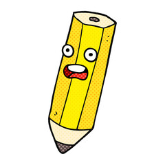 happy freehand drawn comic book style cartoon pencil