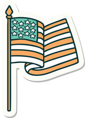 sticker of tattoo in traditional style of the american flag