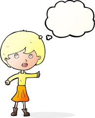 cartoon woman asking question with thought bubble
