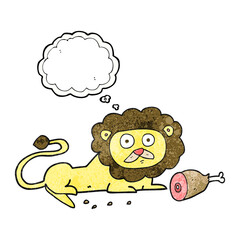 freehand drawn thought bubble textured cartoon lion