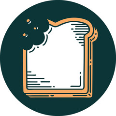 iconic tattoo style image of a bitten slice of bread