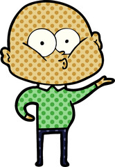 cartoon bald man staring