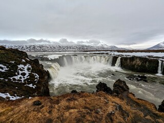 A stunning waterfall on Iceland with Steam